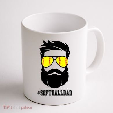 Softball Dad With Beard And Cool Sunglasses Cute Gift Coffee Mug back