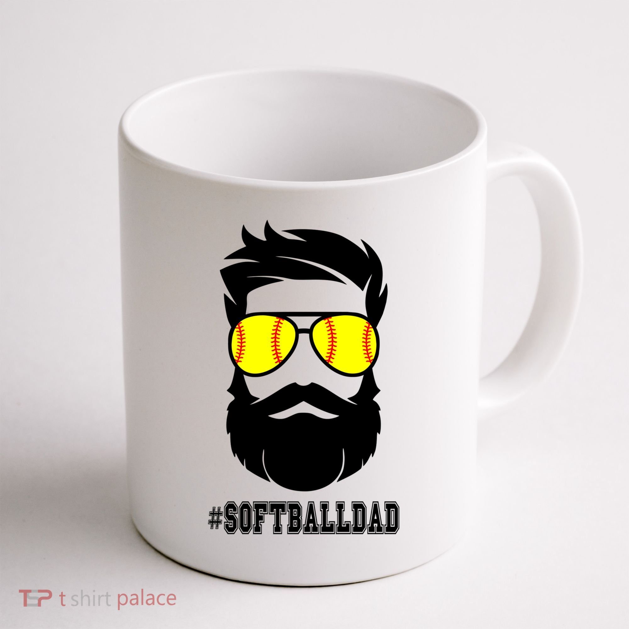 Softball Dad With Beard And Cool Sunglasses Cute Gift Coffee Mug