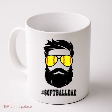 Softball Dad With Beard And Cool Sunglasses Cute Gift Coffee Mug