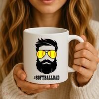 Softball Dad With Beard And Cool Sunglasses Cute Gift Coffee Mug thumb 3