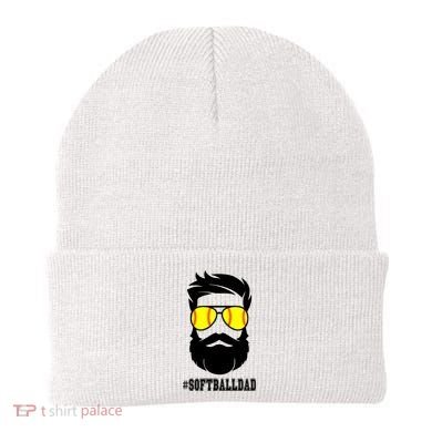 Softball Dad With Beard And Cool Sunglasses Cute Gift Beanie