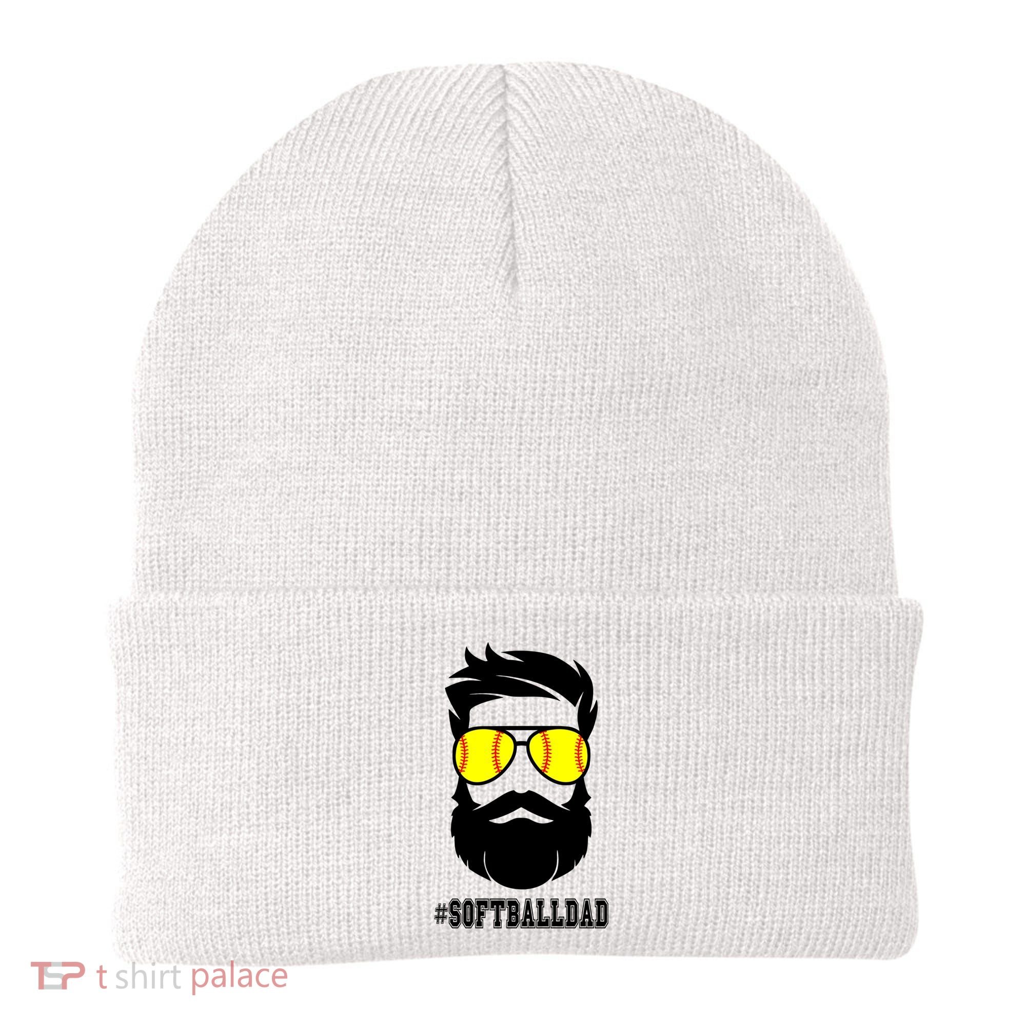Softball Dad With Beard And Cool Sunglasses Cute Gift Beanie