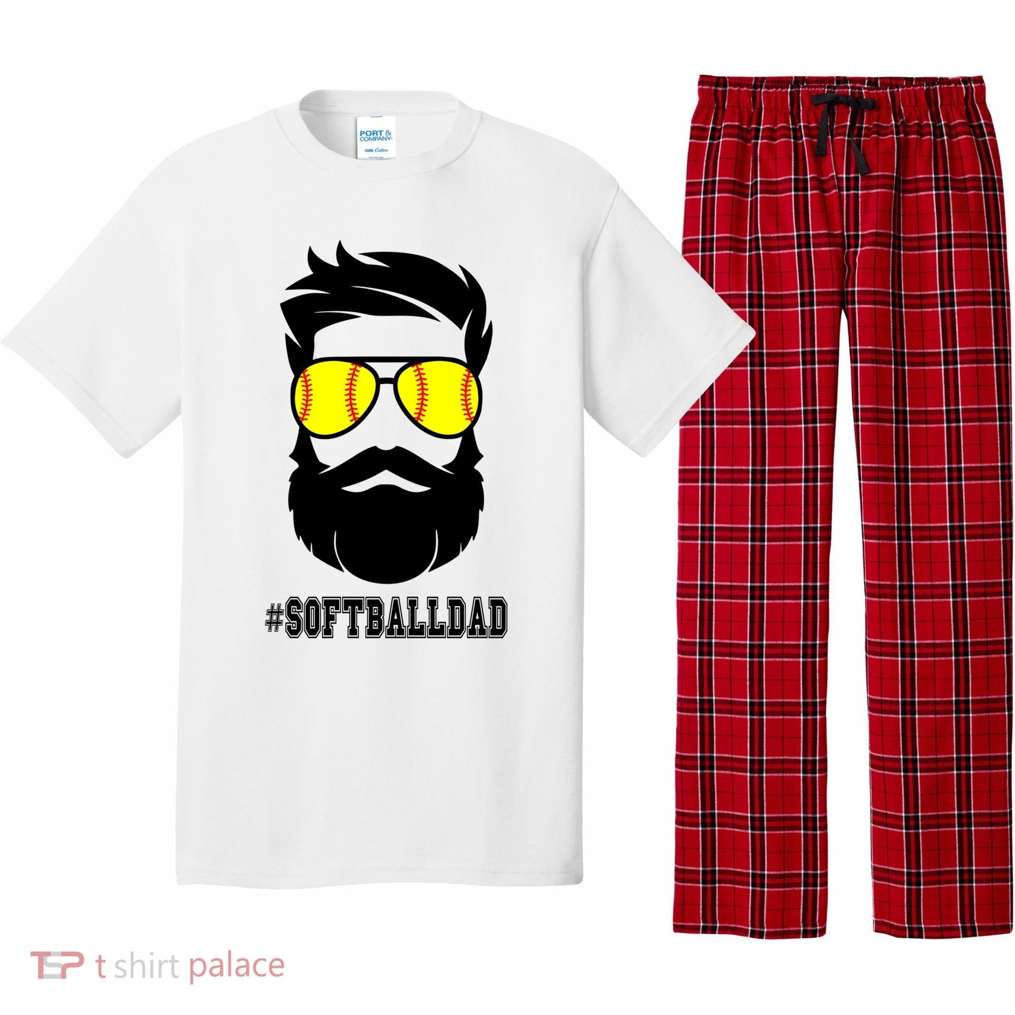 Softball Dad With Beard And Cool Sunglasses Cute Gift Pajama Set