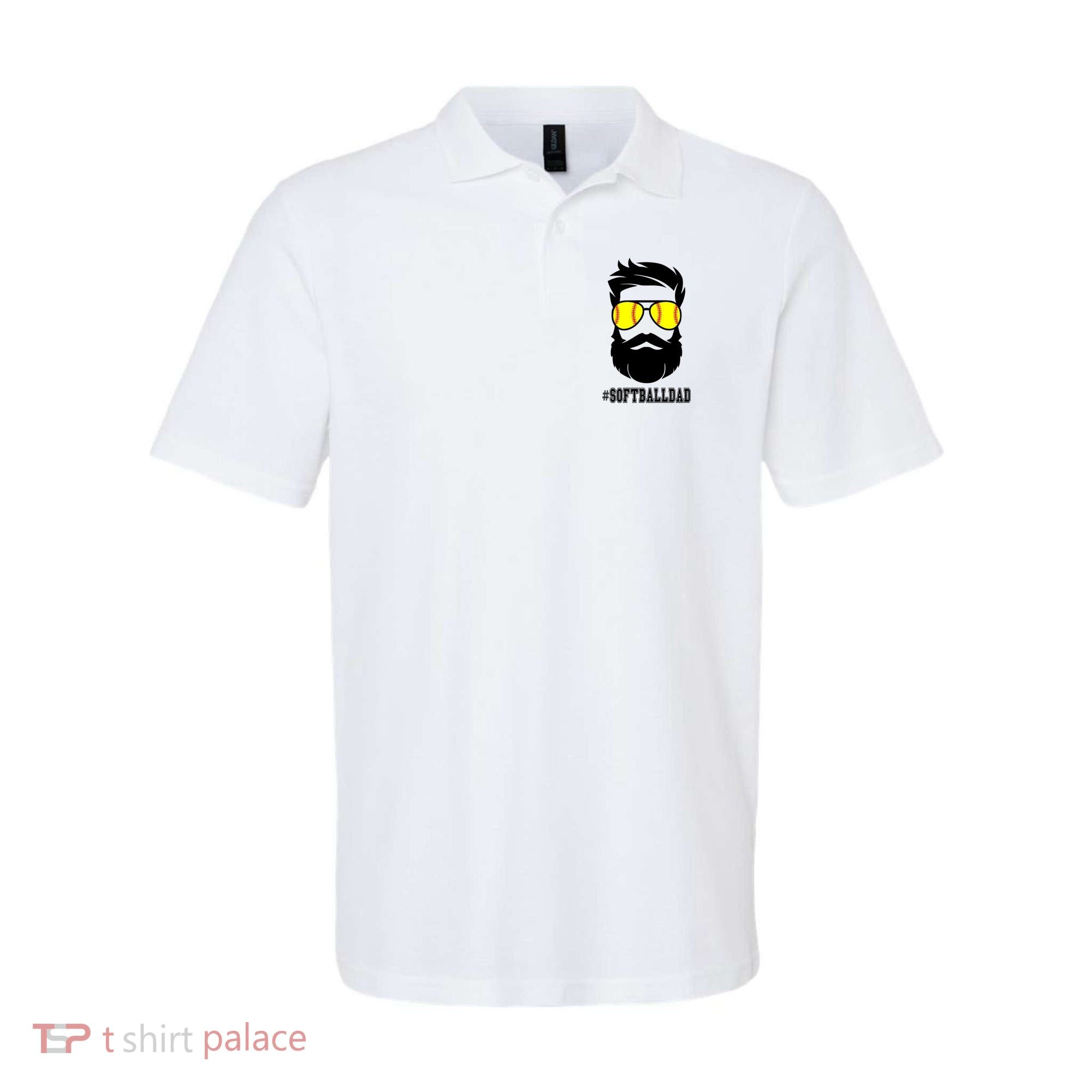 Softball Dad With Beard And Cool Sunglasses Cute Gift Polo
