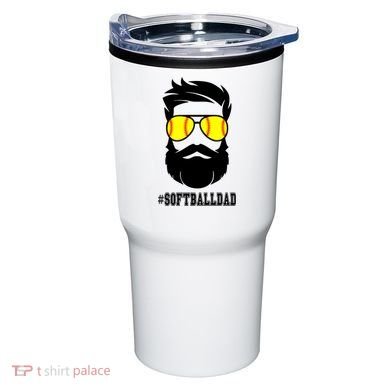 Softball Dad With Beard And Cool Sunglasses Cute Gift Tumbler