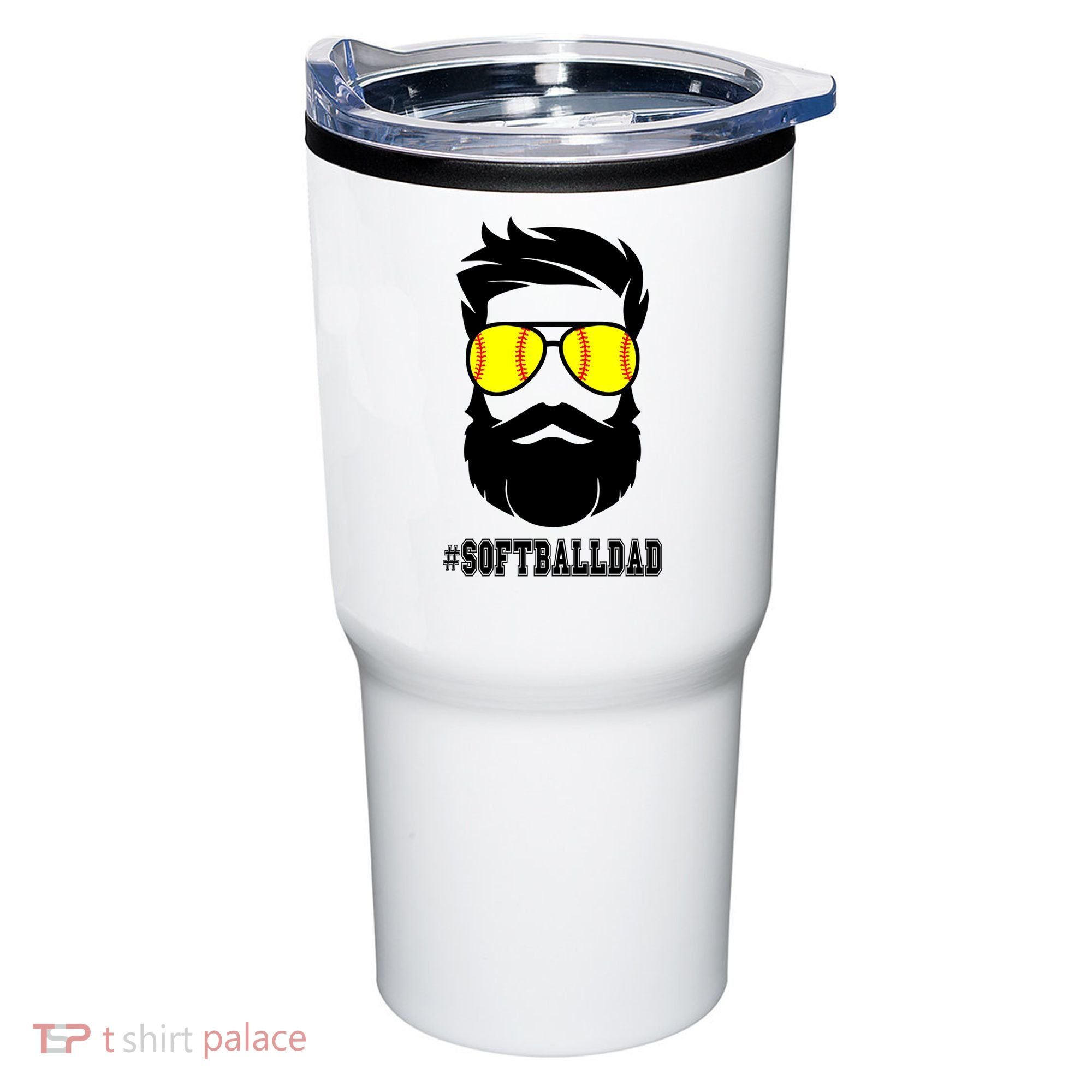 Softball Dad With Beard And Cool Sunglasses Cute Gift Tumbler
