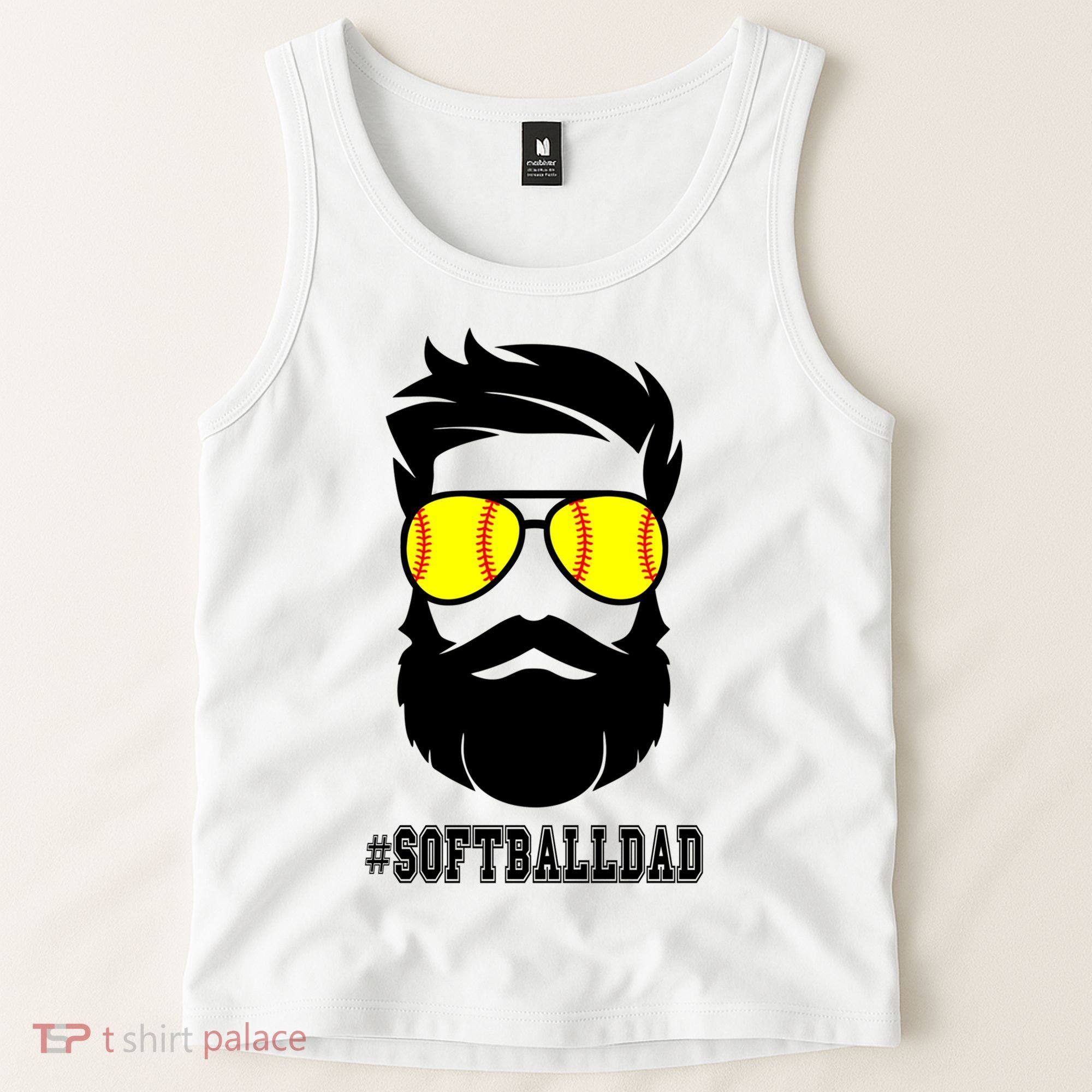 Softball Dad With Beard And Cool Sunglasses Cute Gift Tank Top