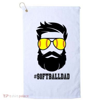 Softball Dad With Beard And Cool Sunglasses Cute Gift Golf Towel