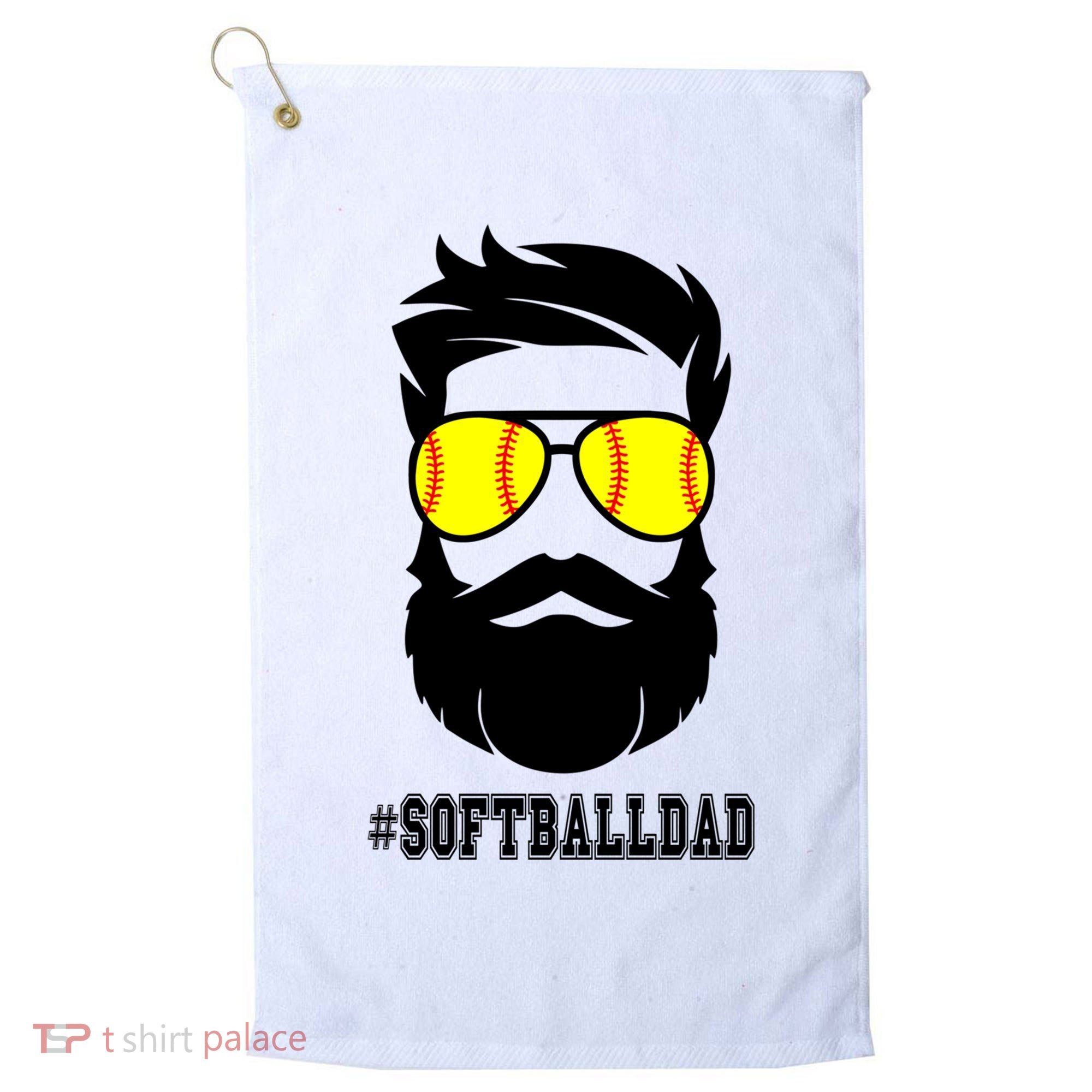 Softball Dad With Beard And Cool Sunglasses Cute Gift Golf Towel