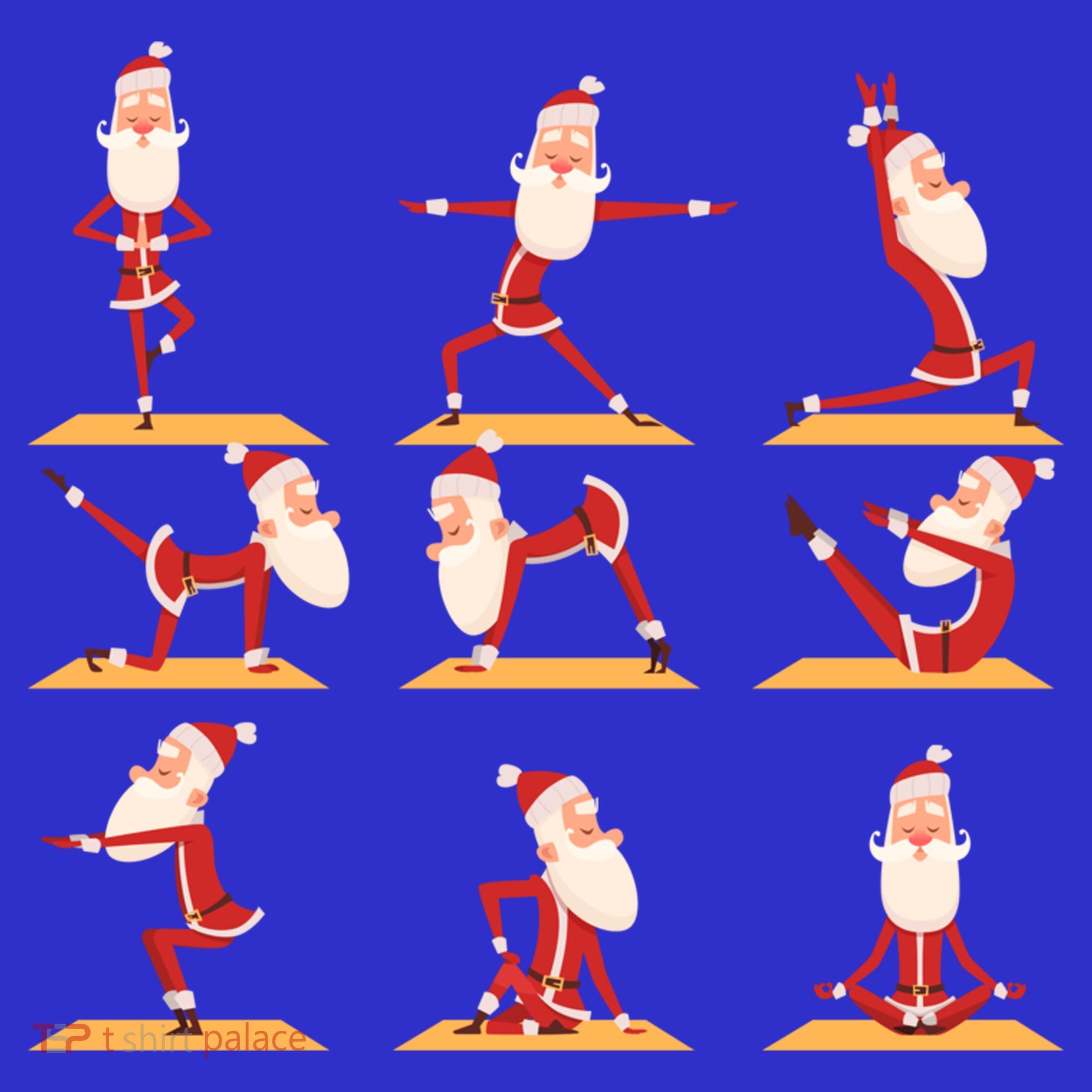 Santa Doing Yoga Exercises Poses Meditation Christmas Yoga Gift Polo