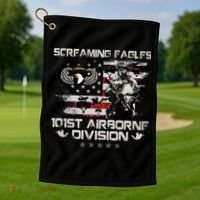 Screaming Eagle 101st Airborne Division Veteran Sky Soldier Golf Towel thumb 1