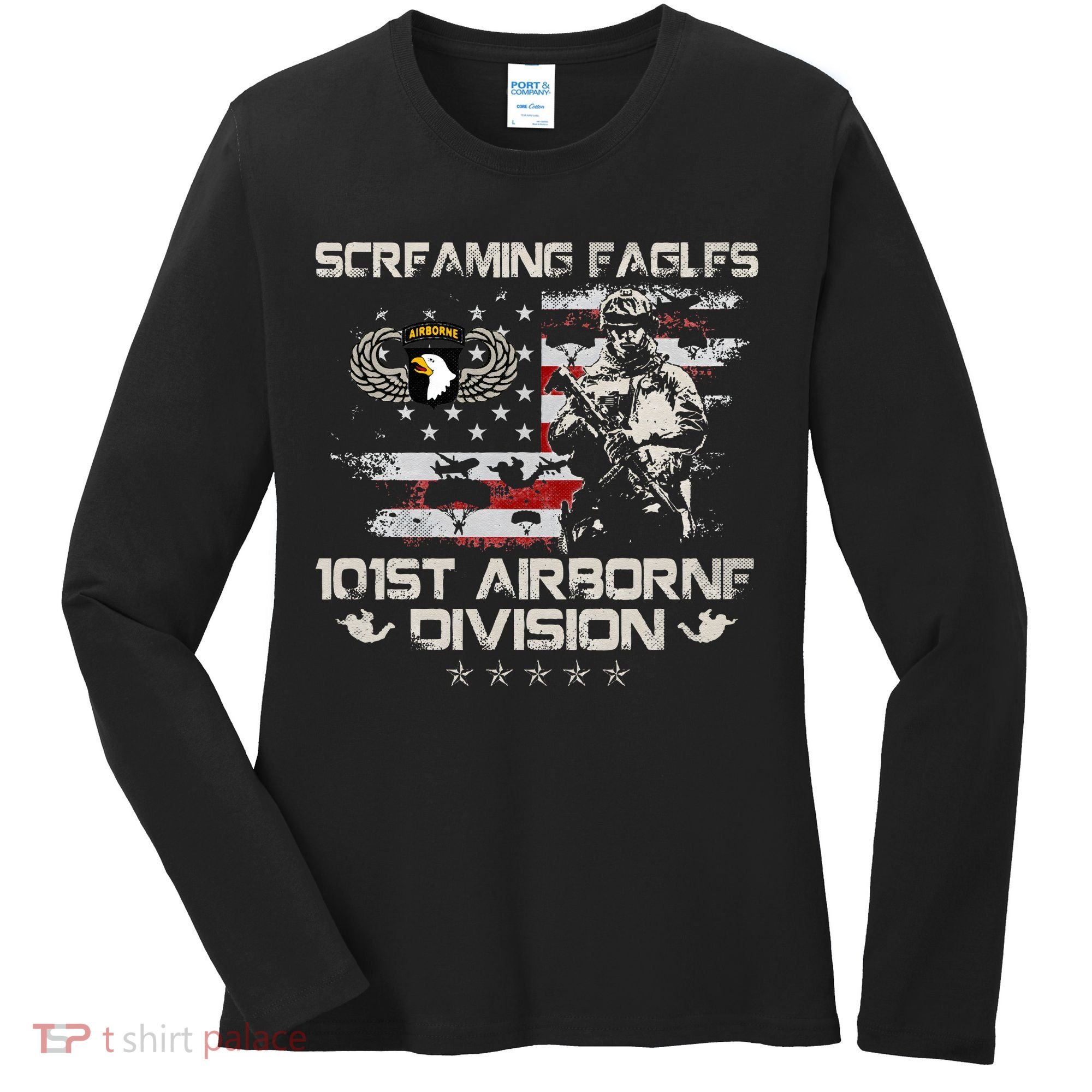 Screaming Eagle 101st Airborne Division Veteran Sky Soldier Women's Long Sleeve Shirt