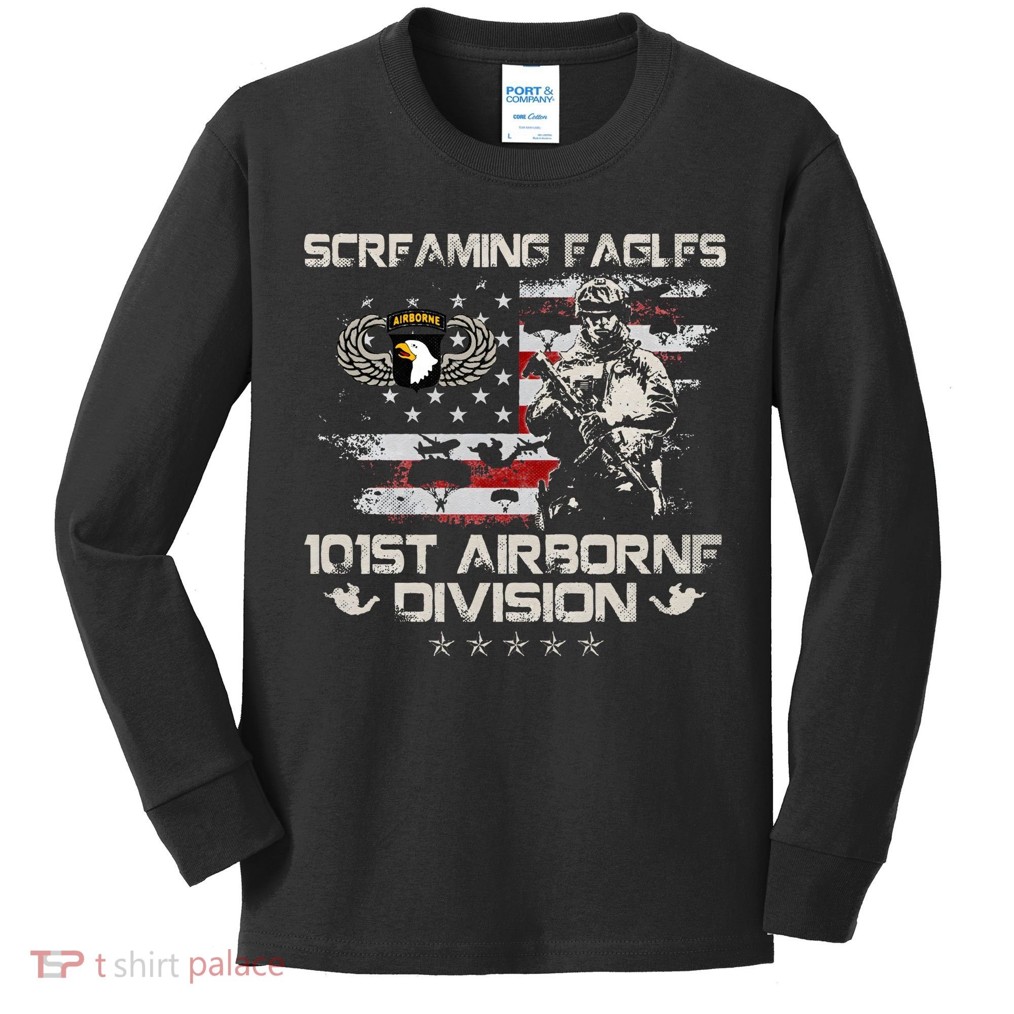 Screaming Eagle 101st Airborne Division Veteran Sky Soldier Kids Long Sleeve Shirt