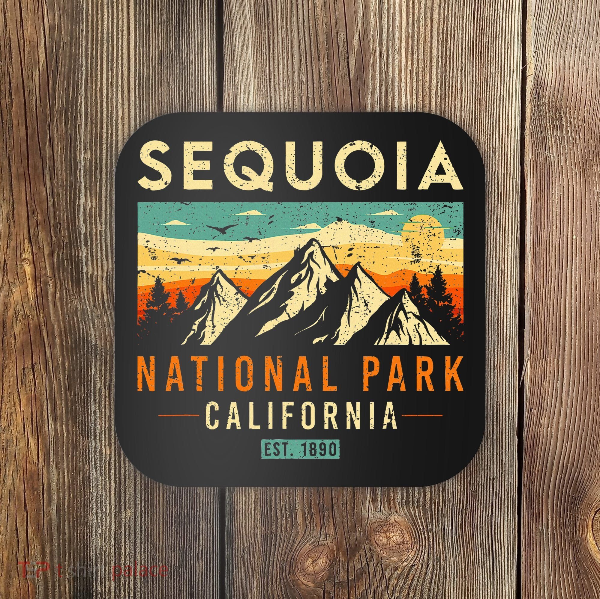 Sequoia Est. 1890 Retro California National Park Coaster