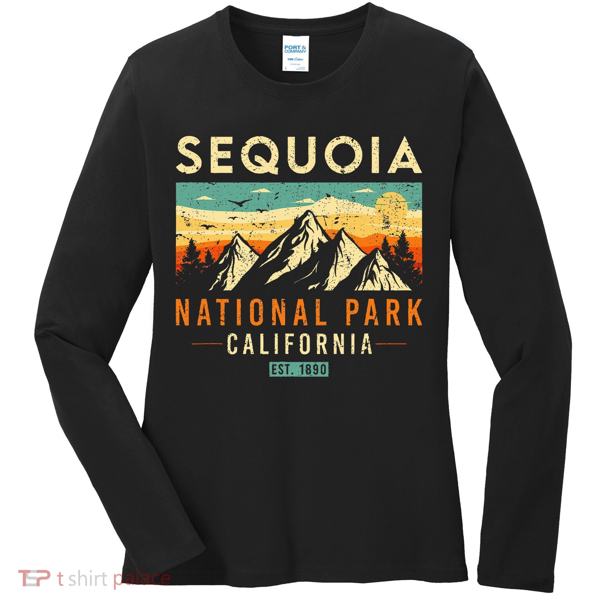Sequoia Est. 1890 Retro California National Park Women's Long Sleeve Shirt