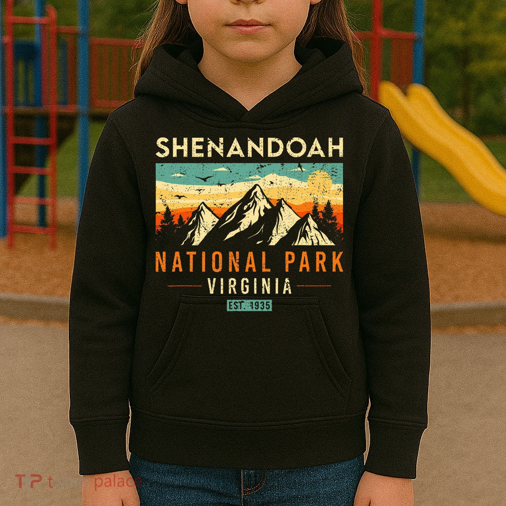 Shenandoah Est. 1935 Retro Virginia National Park Kids Hoodie