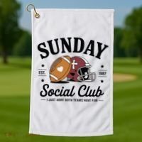 Sunday Est 1987 Social Club I Just Hope Both Teams Have Fun Golf Towel thumb 1