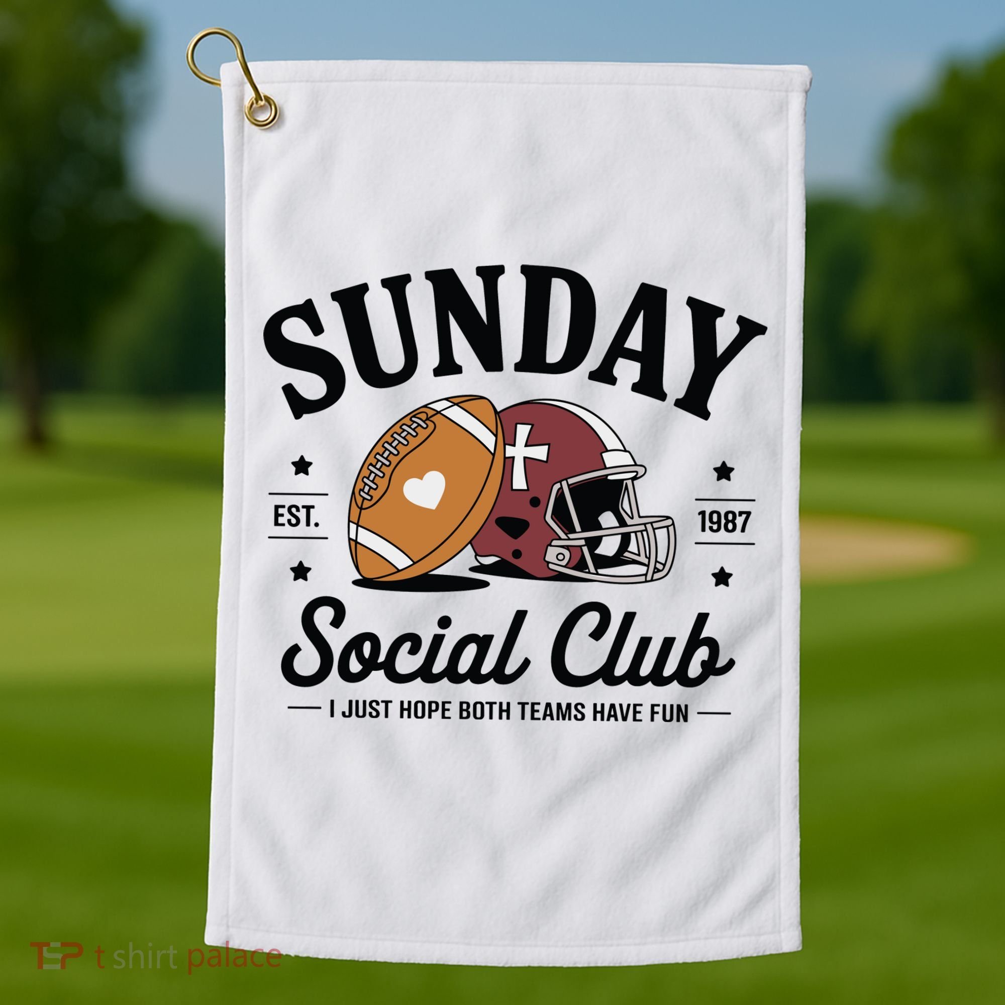 Sunday Est 1987 Social Club I Just Hope Both Teams Have Fun Golf Towel