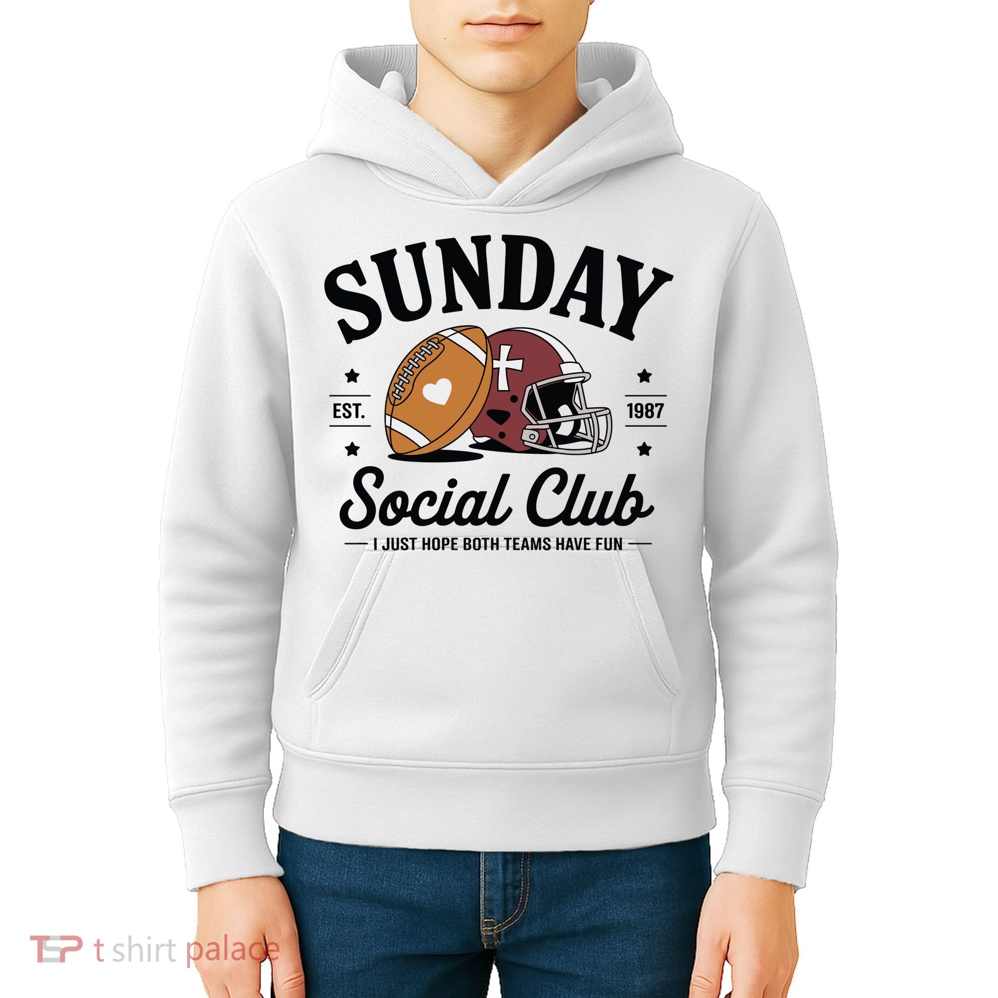 Sunday Est 1987 Social Club I Just Hope Both Teams Have Fun Kids Hoodie