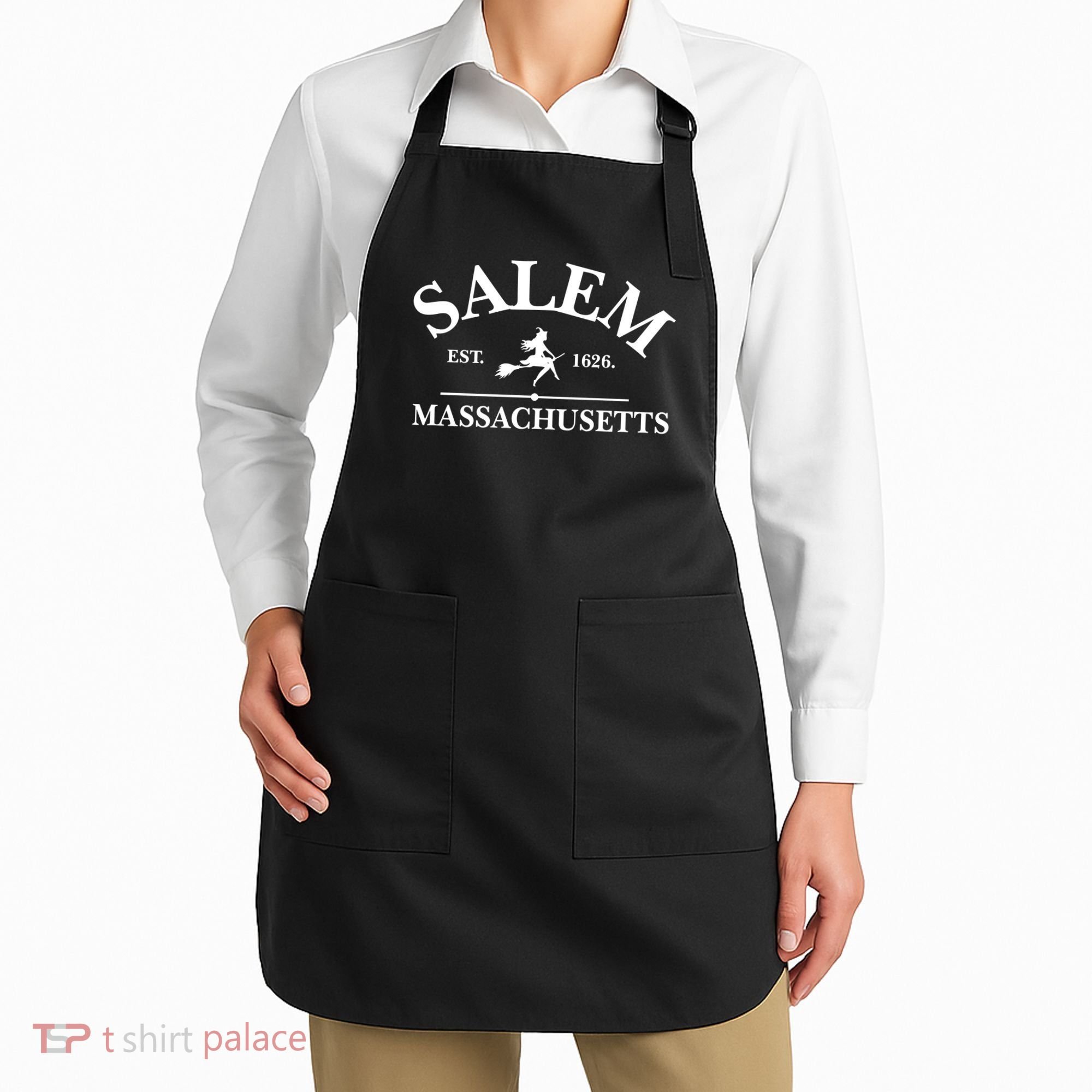 Salem Est 1626 Massachusetts Halloween Witch Wizard Apron