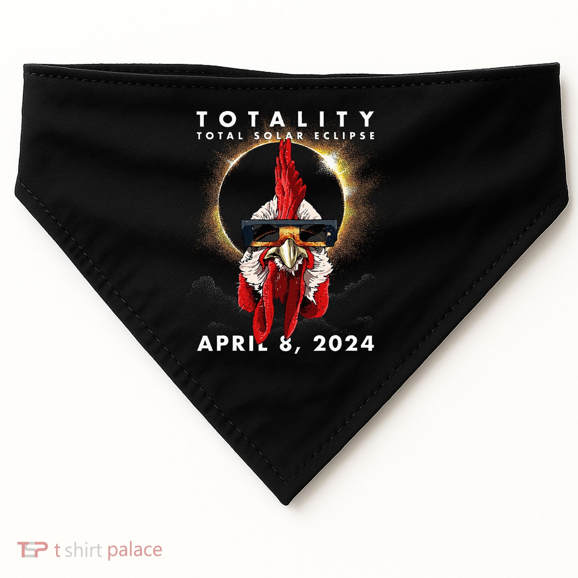 Solar Eclipse 2024 Chicken Rooster USA-Made Doggie Bandana