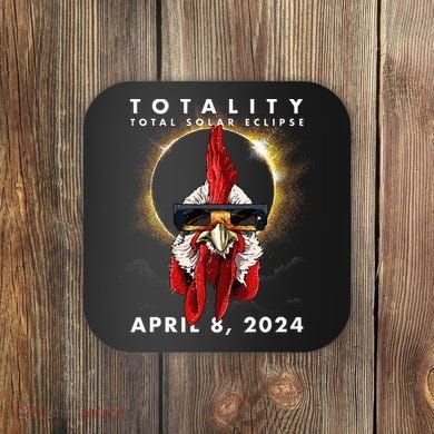 Solar Eclipse 2024 Chicken Rooster Coaster