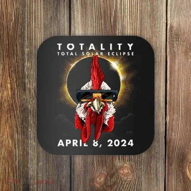 Solar Eclipse 2024 Chicken Rooster Coaster
