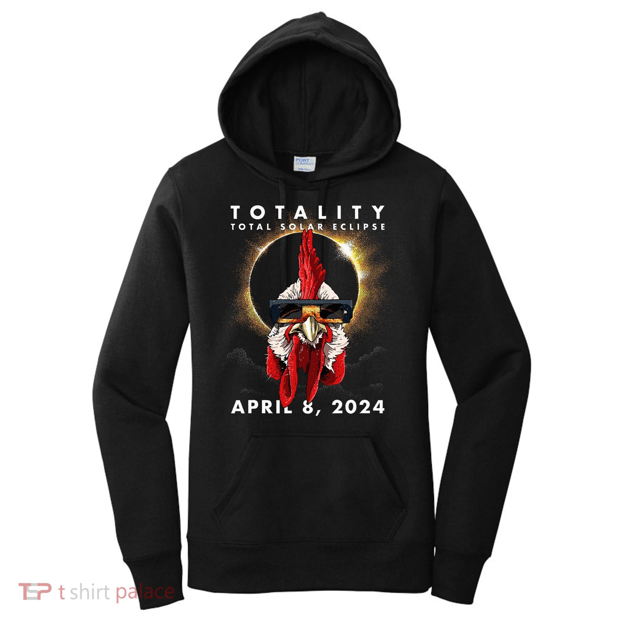 Solar Eclipse 2024 Chicken Rooster Women's Hoodie