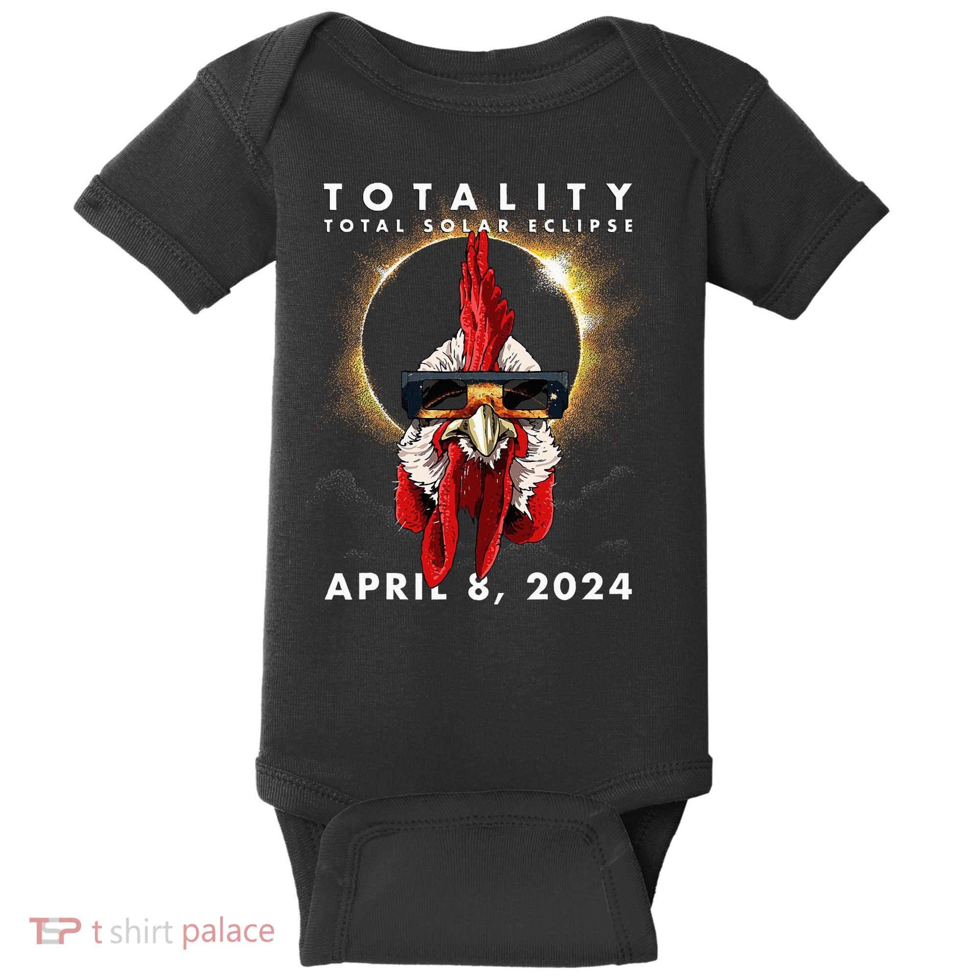 Solar Eclipse 2024 Chicken Rooster Baby Bodysuit