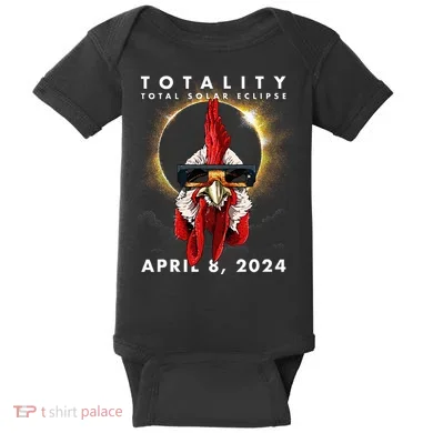 Solar Eclipse 2024 Chicken Rooster Baby Bodysuit