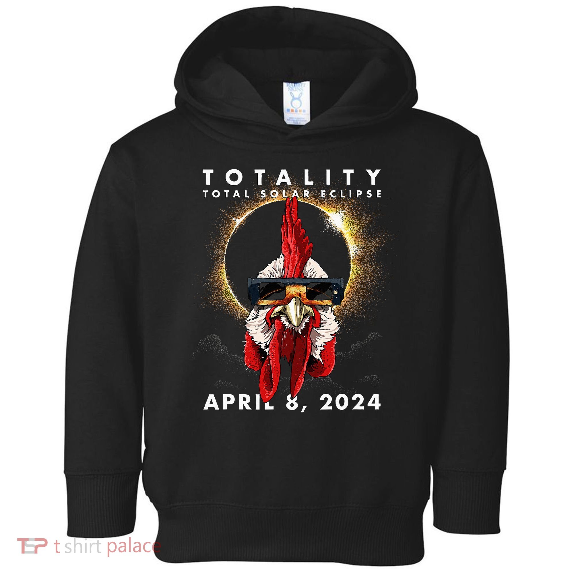 Solar Eclipse 2024 Chicken Rooster Toddler Hoodie