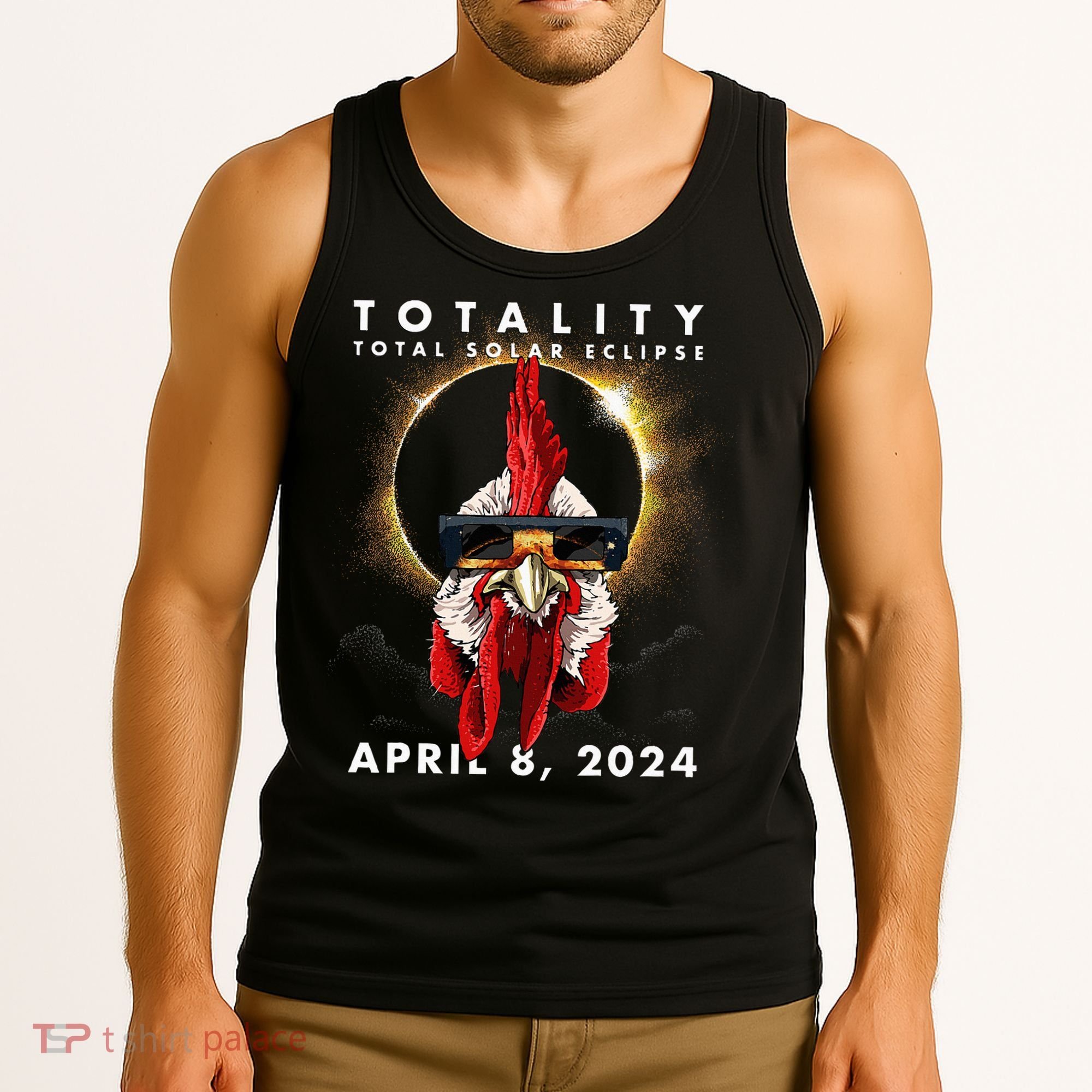 Solar Eclipse 2024 Chicken Rooster Tank Top