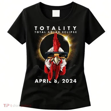 Solar Eclipse 2024 Chicken Rooster Women's T-Shirt