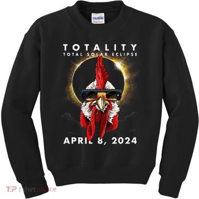 Solar Eclipse 2024 Chicken Rooster Kids Sweatshirt