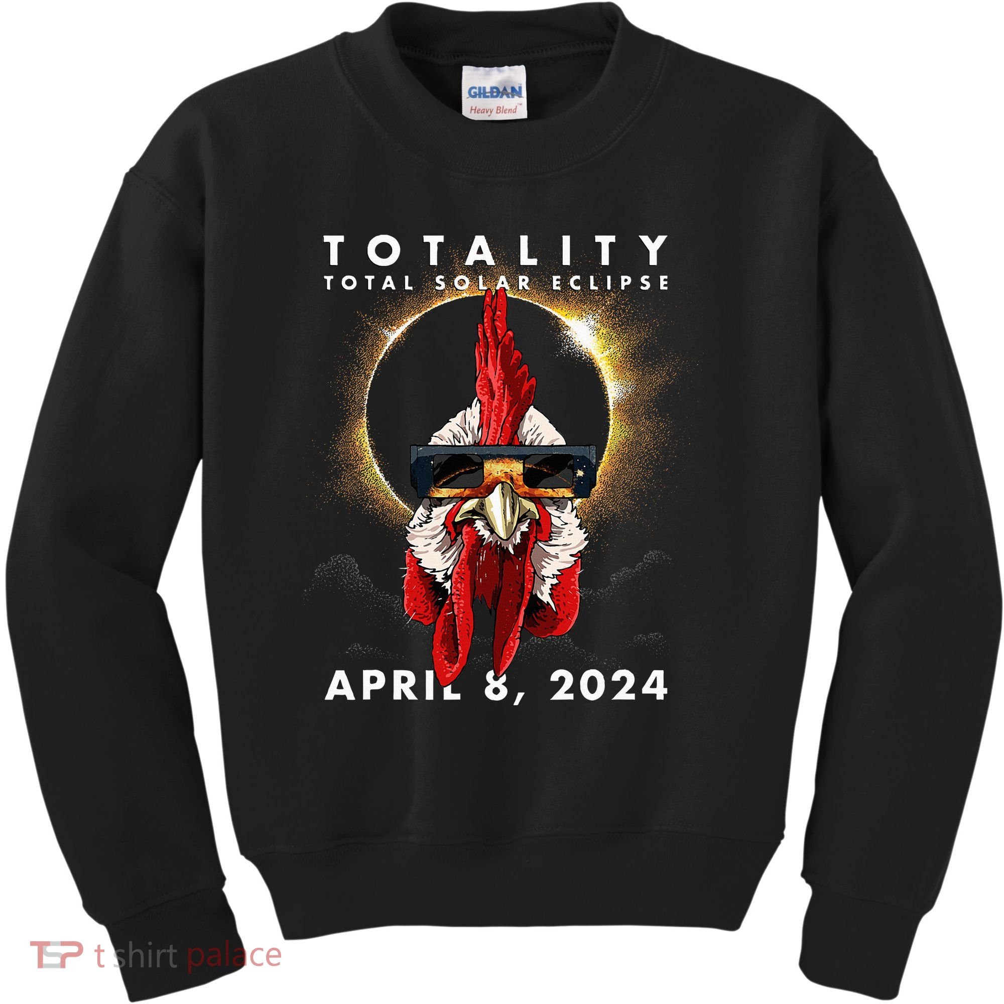 Solar Eclipse 2024 Chicken Rooster Kids Sweatshirt