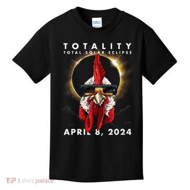 Solar Eclipse 2024 Chicken Rooster Kids T-Shirt