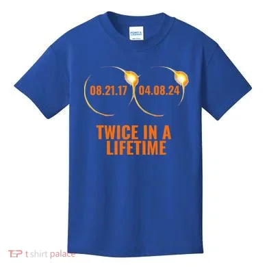 Solar Eclipse 2024 Twice In A Lifetime Solar Eclipse Kids T-Shirt