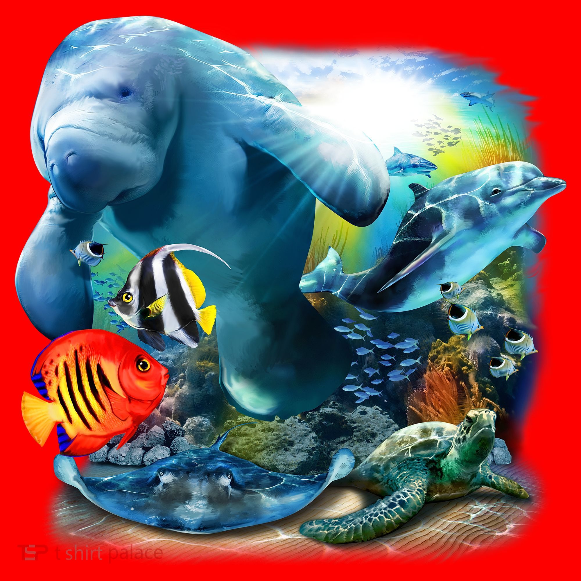 Sea Life - Classic Collage Santa Hat