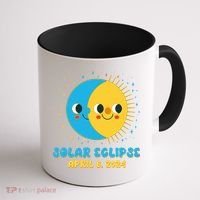 Solar Eclipse April 8 2024 Cute Moon And Sun Coffee Mug thumb 1