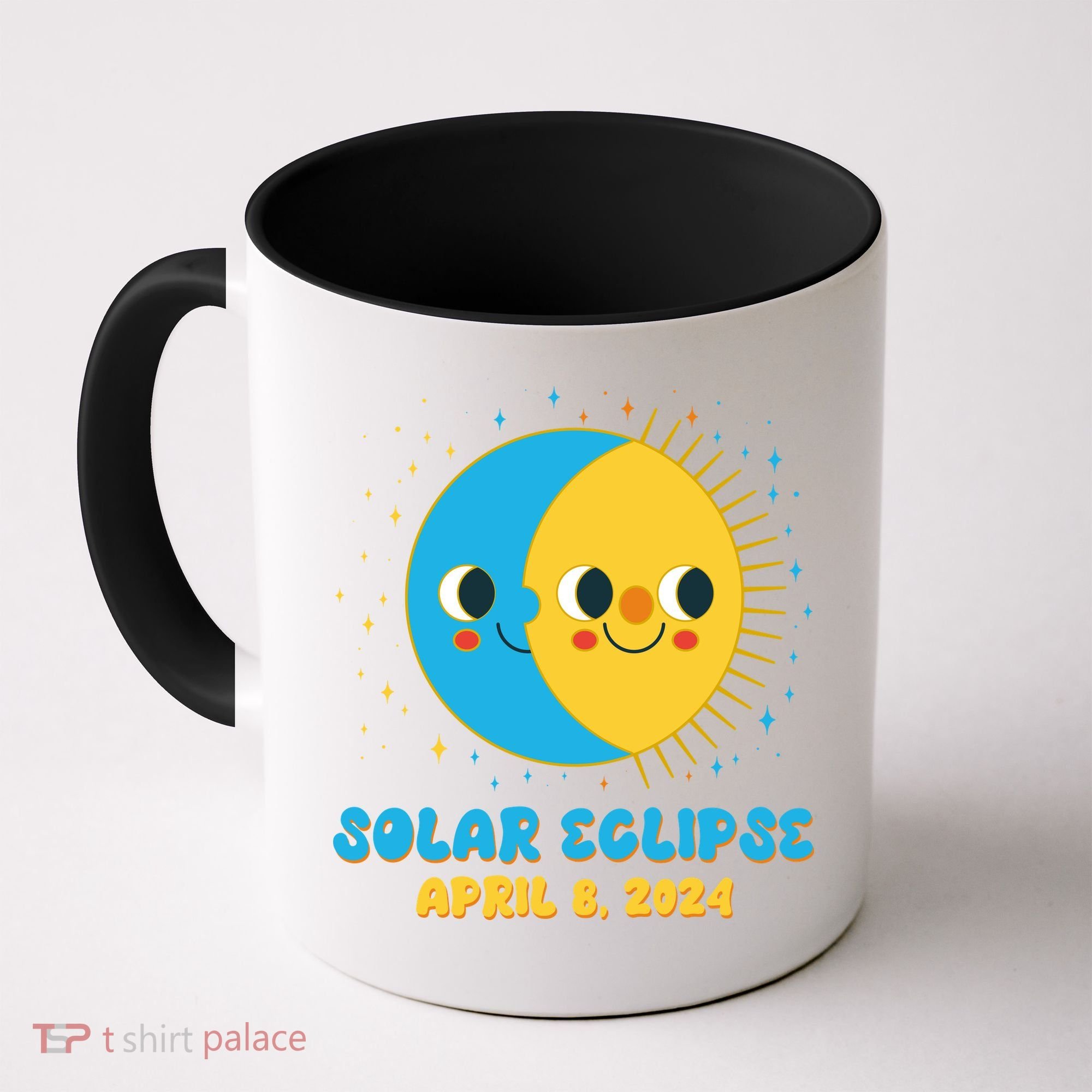 Solar Eclipse April 8 2024 Cute Moon And Sun Coffee Mug