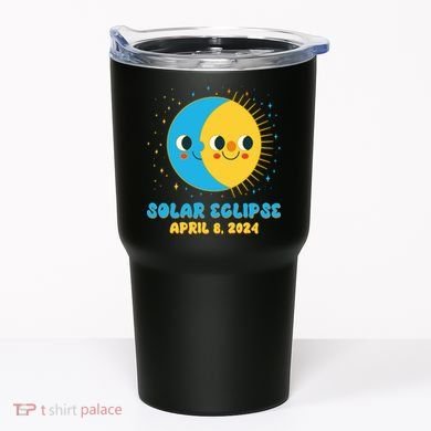 Solar Eclipse April 8 2024 Cute Moon And Sun Tumbler