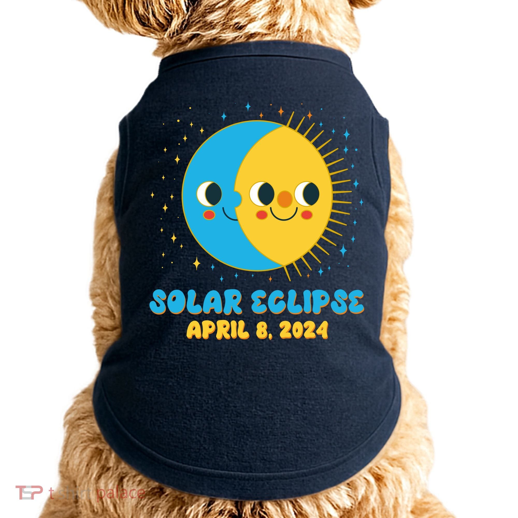 Solar Eclipse April 8 2024 Cute Moon And Sun Doggie Tank
