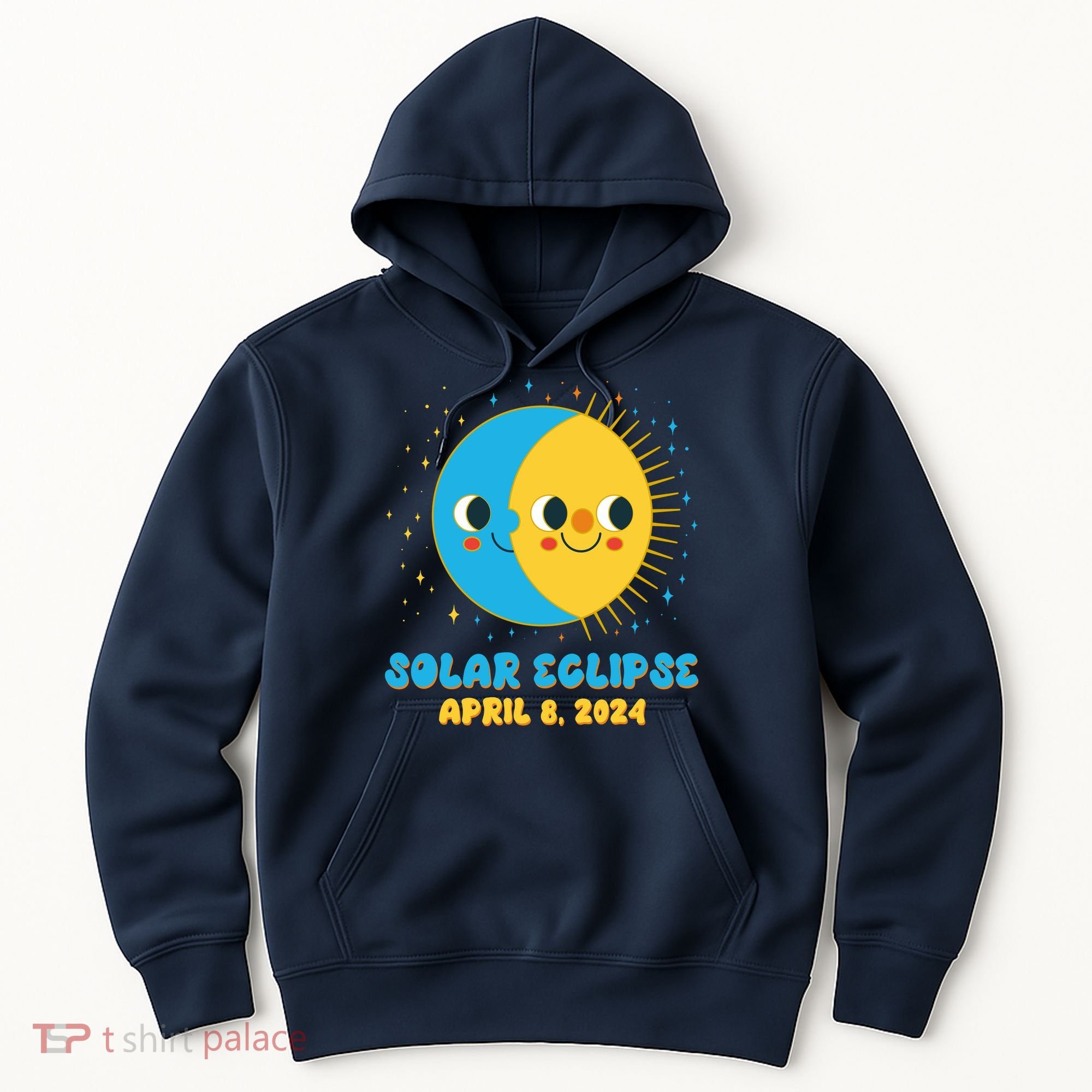 Solar Eclipse April 8 2024 Cute Moon And Sun Hoodie