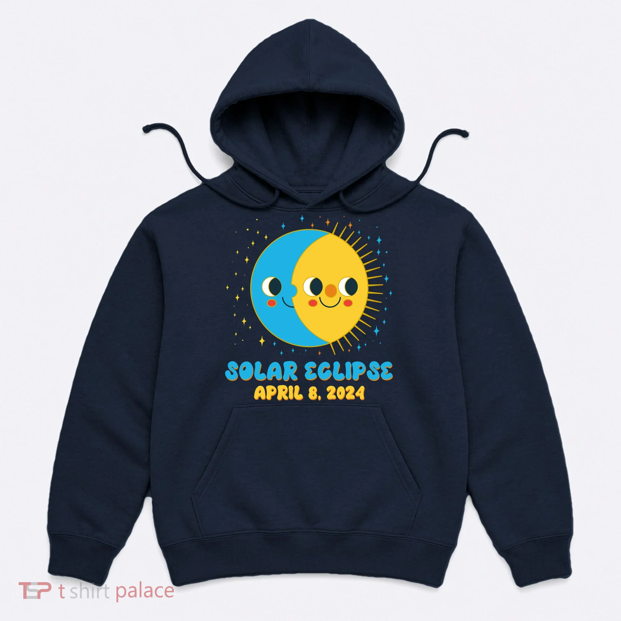 Solar Eclipse April 8 2024 Cute Moon And Sun Hoodie