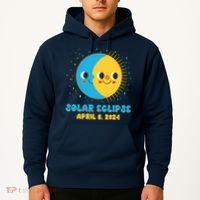 Solar Eclipse April 8 2024 Cute Moon And Sun Hoodie thumb 2