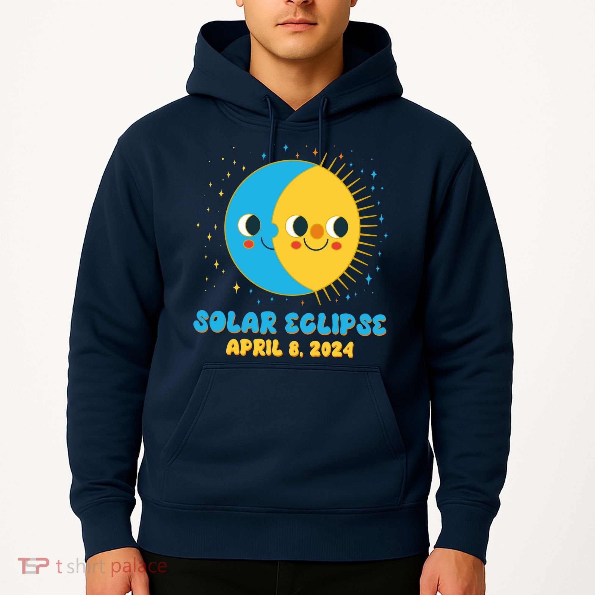 Solar Eclipse April 8 2024 Cute Moon And Sun Hoodie