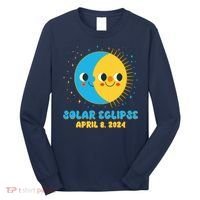 Solar Eclipse April 8 2024 Cute Moon And Sun Long Sleeve Shirt thumb 0