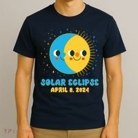 Solar Eclipse April 8 2024 Cute Moon And Sun T-Shirt thumb 3