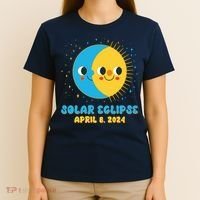 Solar Eclipse April 8 2024 Cute Moon And Sun T-Shirt thumb 4