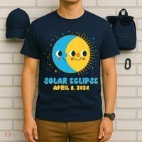 Solar Eclipse April 8 2024 Cute Moon And Sun T-Shirt thumb 6
